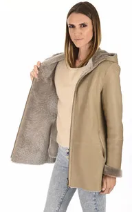 3/4 capuche agneau mérinos sable La Canadienne - La Canadienne - Vestes et 3/4 Peau Lainée Sable