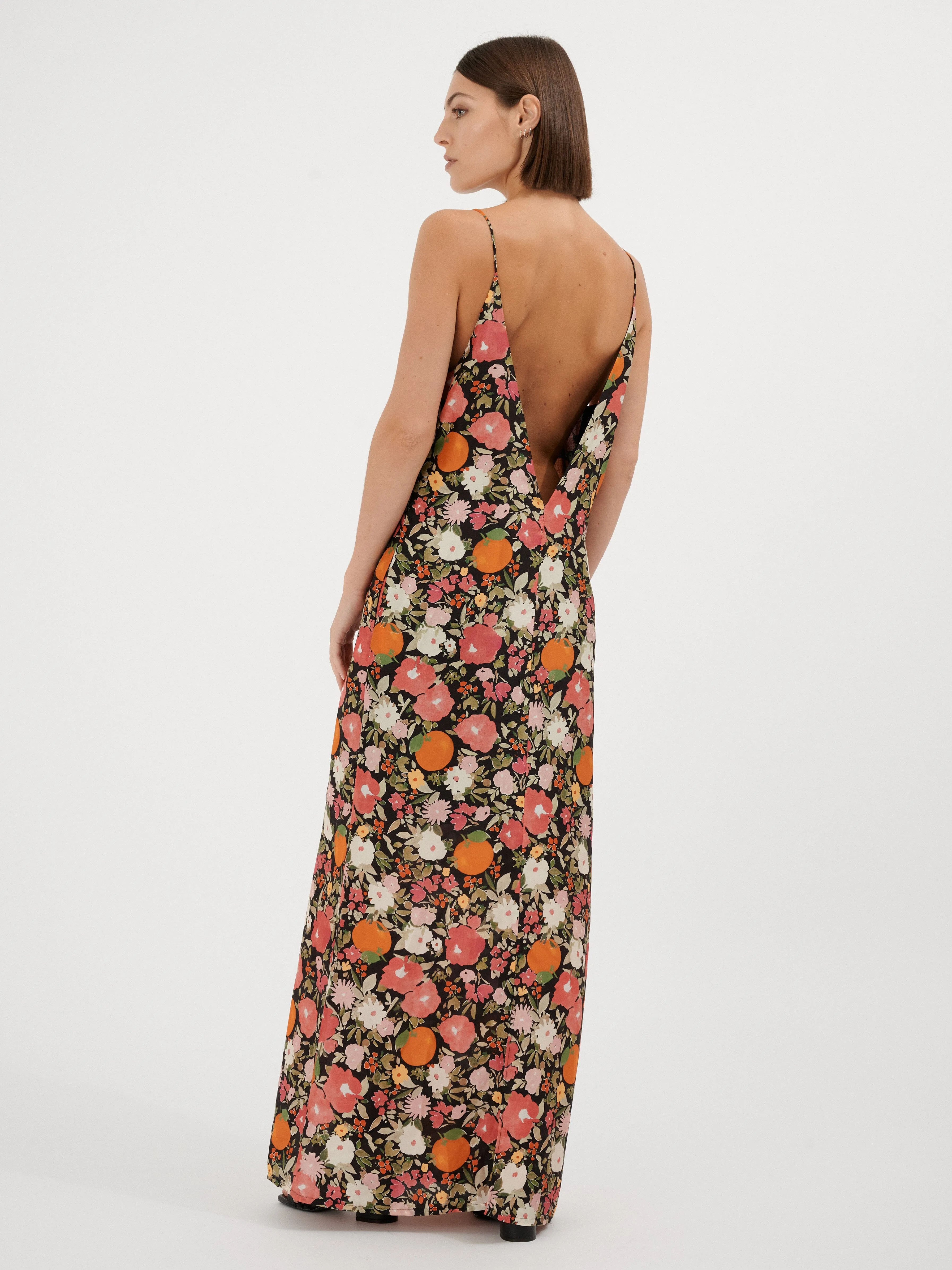 ANGELIQUE - Robe slip dress en soie imprimé Immortelles
