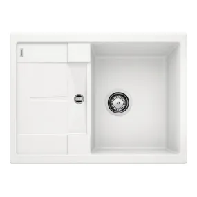 Blanco Evier METRA 45 S Compact PuraDur avec égouttoir réversible en Silgranit 68x50cm, Blanc (519565)