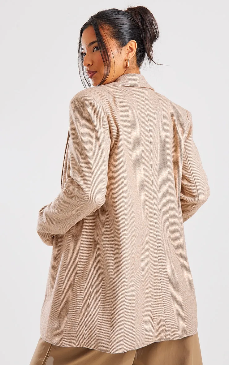 Blazer ajusté latte à détail chevrons