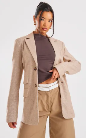 Blazer ajusté latte à détail chevrons