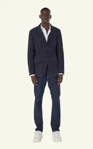 Blazer cuir velours Billy Bleu Serge Pariente - La Canadienne - Vestes et 3/4 Nubuck et Daim Bleu