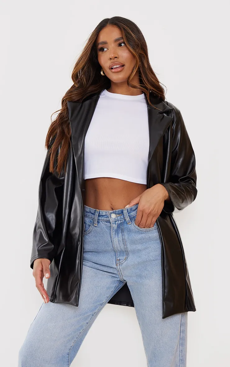 Blazer long  noir à col