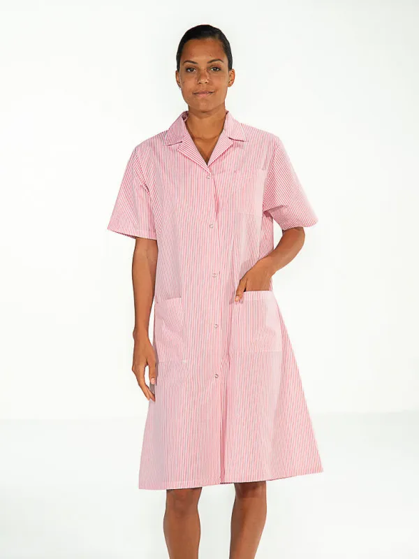 Blouse agent entretien manches courtes rayé rose MADONA