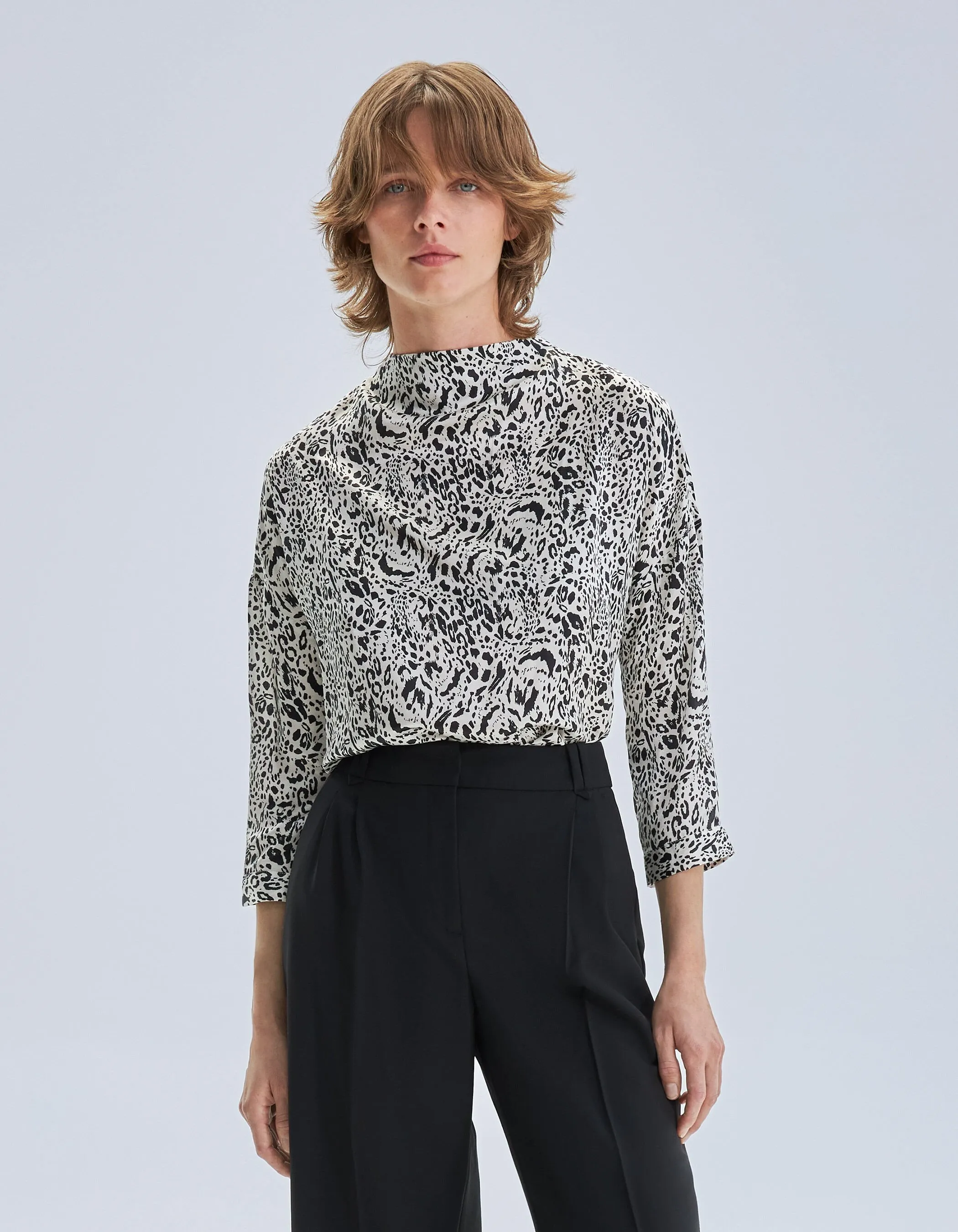 Blouse blanc cassé imprimé animalier Femme