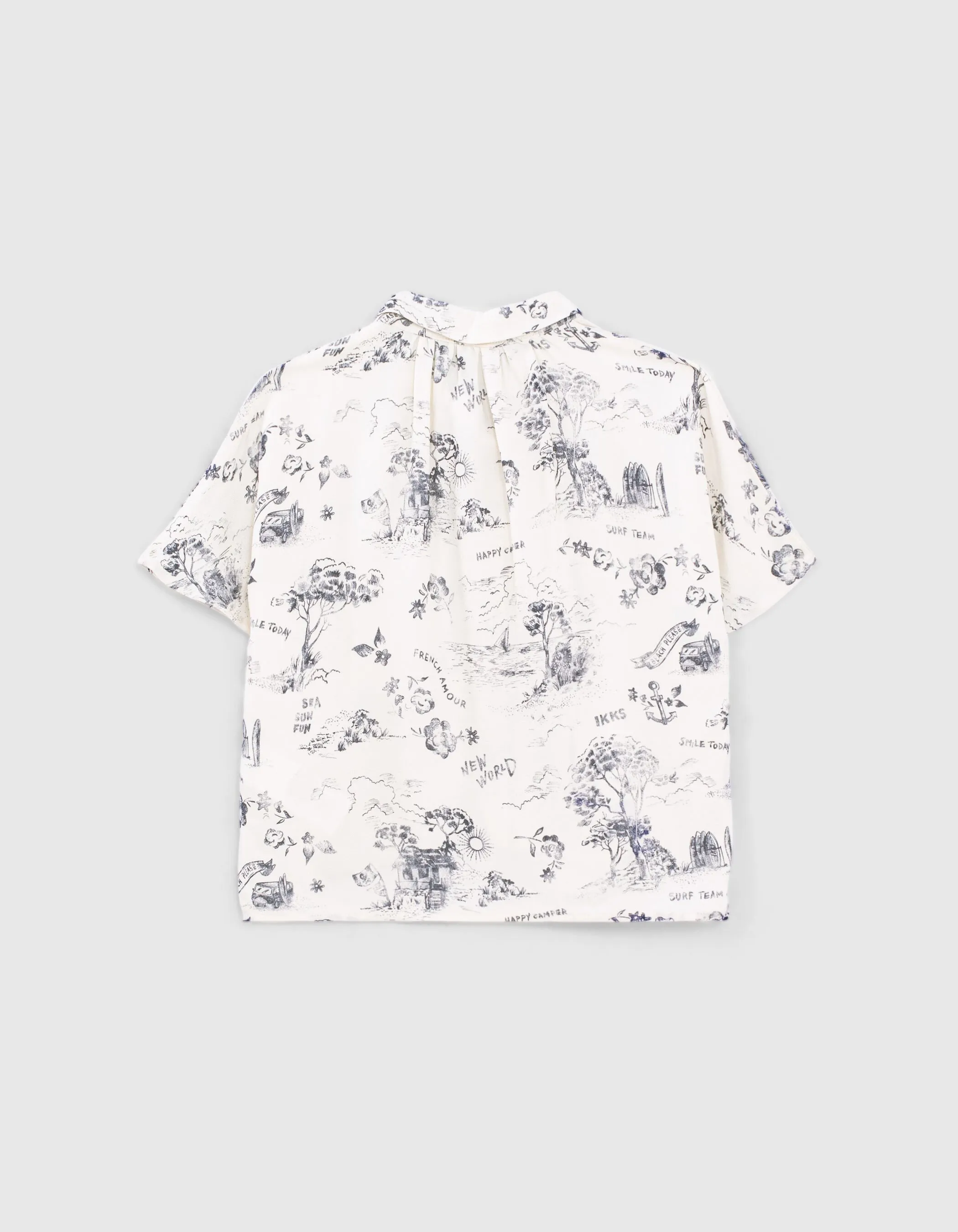 Blouse blanche Ecovero® imprimé toile de Jouy fille