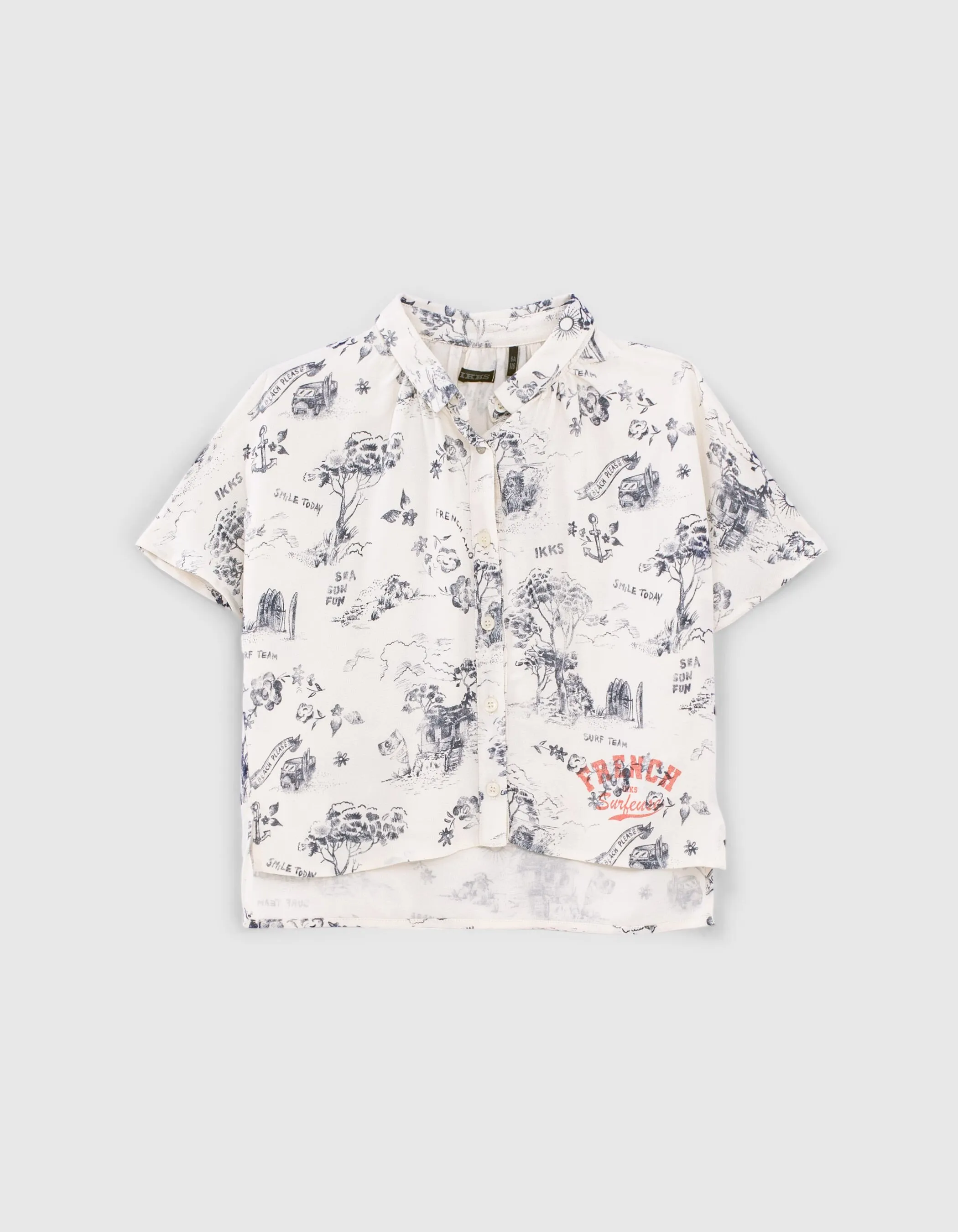 Blouse blanche Ecovero® imprimé toile de Jouy fille