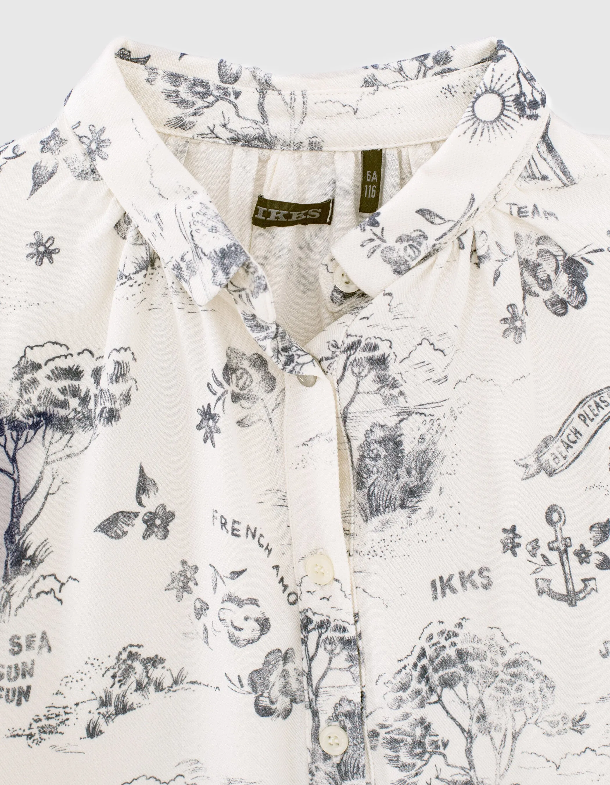 Blouse blanche Ecovero® imprimé toile de Jouy fille