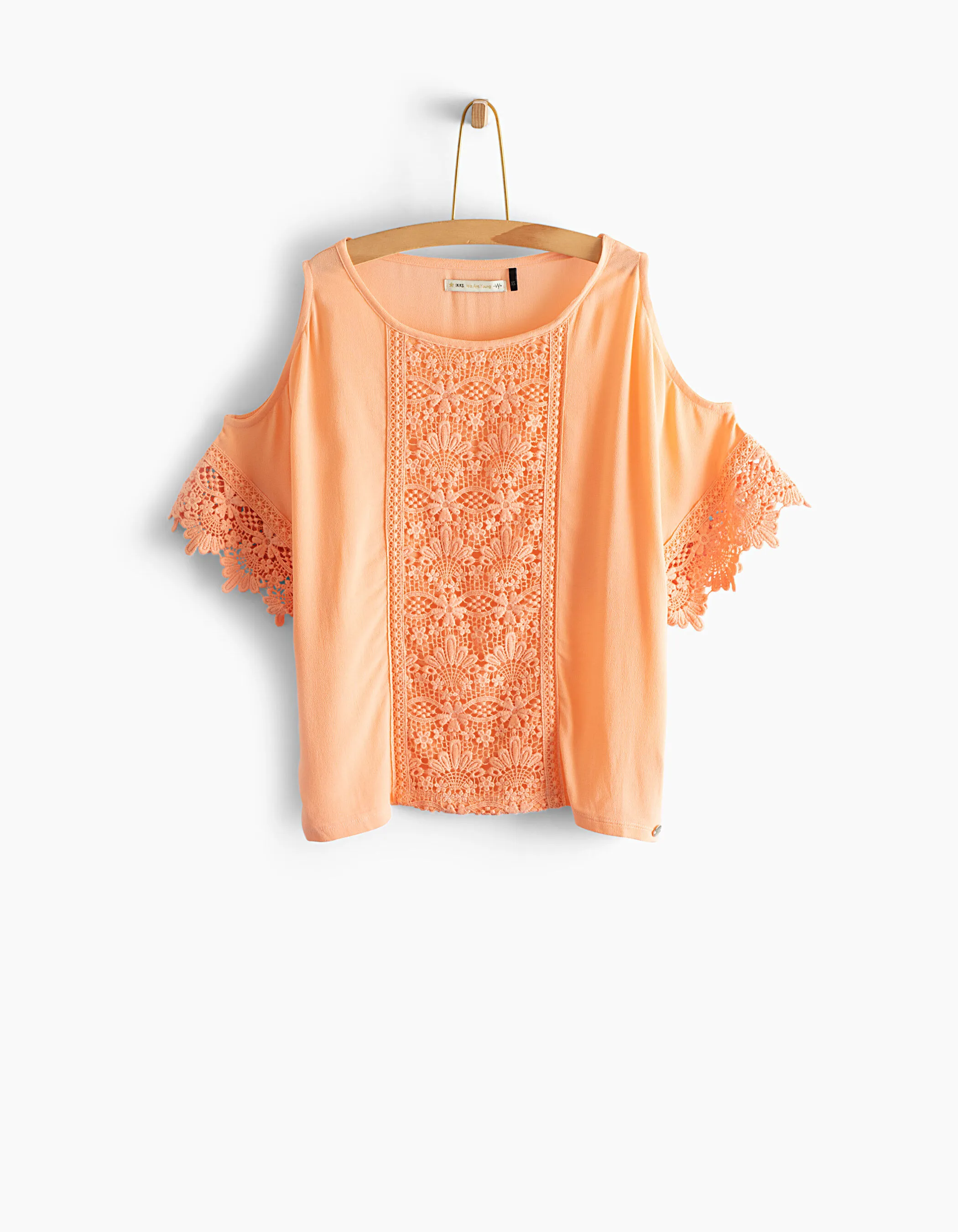 Blouse corail à manches volantées fille