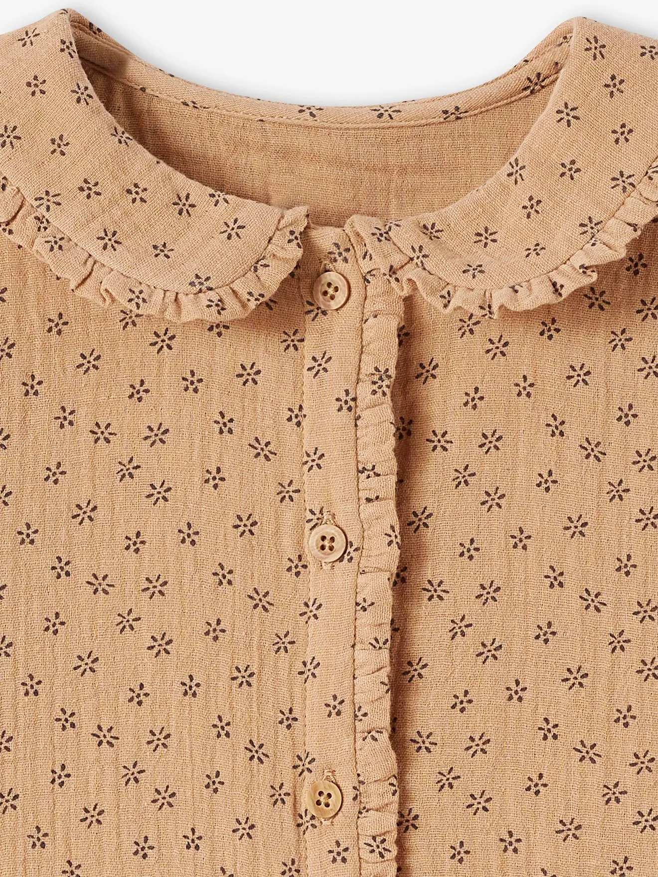 Blouse en gaze de coton personnalisable fille. coquille d'oeuf imprimé - Vertbaudet