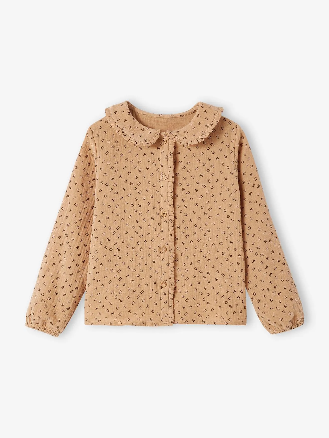 Blouse en gaze de coton personnalisable fille. coquille d'oeuf imprimé - Vertbaudet