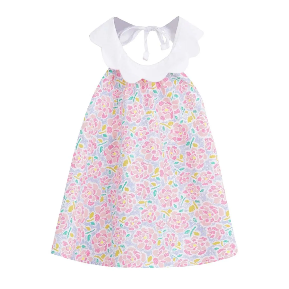 Blouse Fleurie Rose Pâle Été Fille | Col Forme Pétales | Tulipe