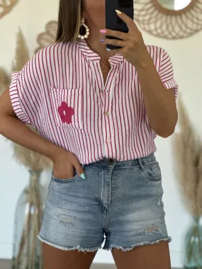 Blouse gaze de coton – NATE – Fuchsia (Made in Italie)