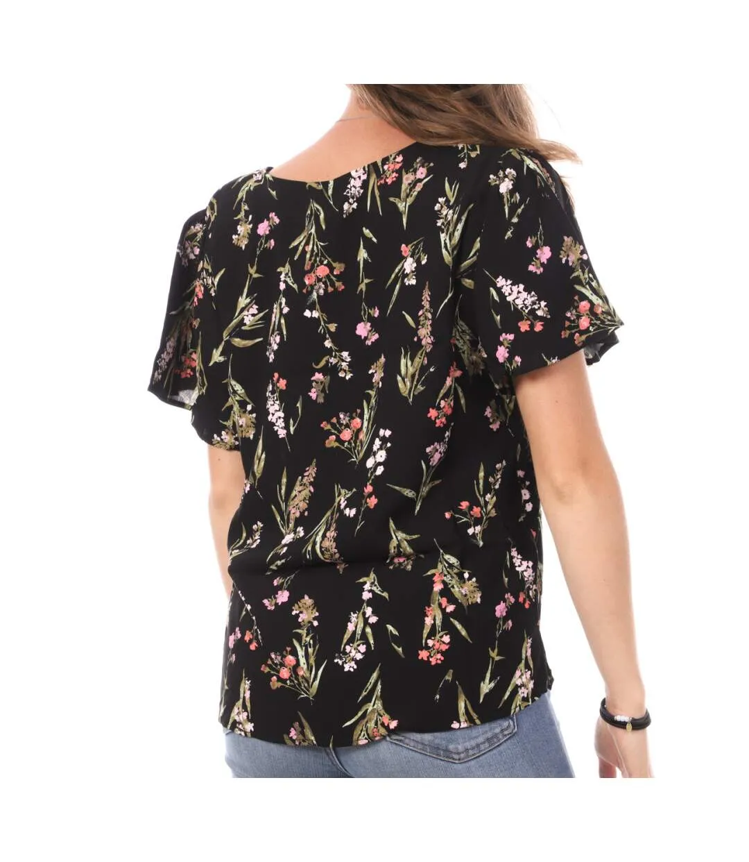 Blouse Imprimé Noir/Rose Femme Vero Moda Swf