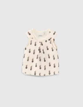 Blouse mastic 2 en 1 ananas sur débardeur bébé fille