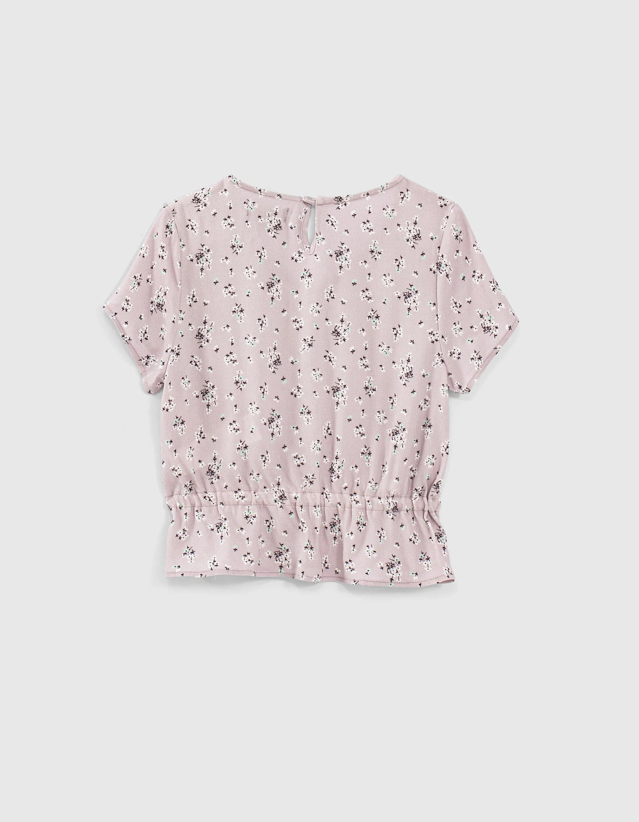 Blouse parme imprimé micro fleurs cropped fille