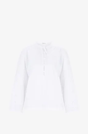 Blouse à longues manches avec broderie anglaise en coton Selena