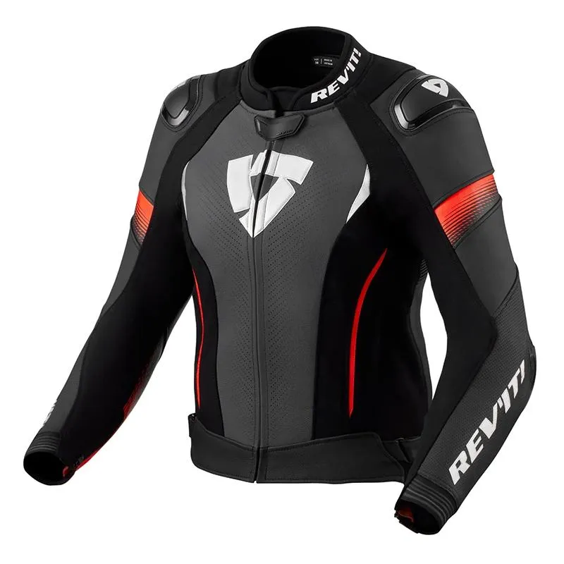 Blouson XENA 4 PRO LADY REVIT noir/neon rouge - MAXXESS.FR, Blouson moto cuir