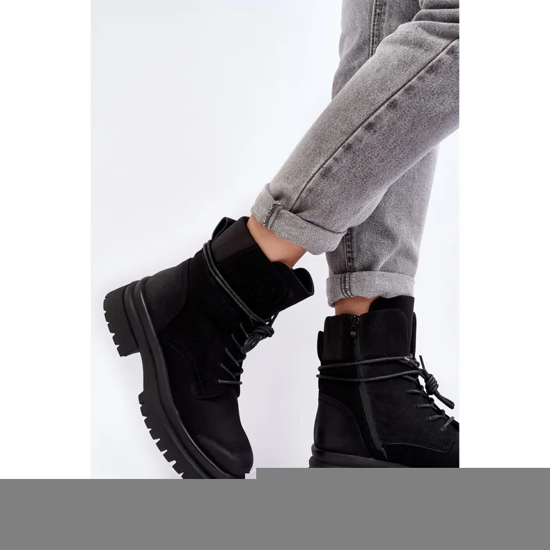 Bottines Trappeur Femme Sur Semelle Épaisse, Noir Narelona le noir