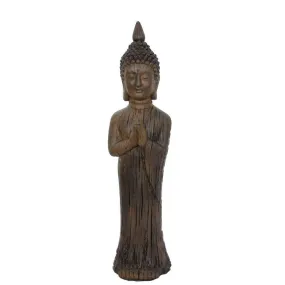Bouddha debout avec bol en résine marron - H.87 cm