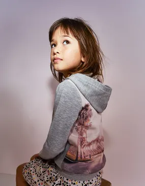 Cardigan gris à photo palmiers au dos fille