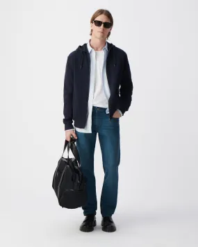 Cardigan marine reliefé à capuche Homme