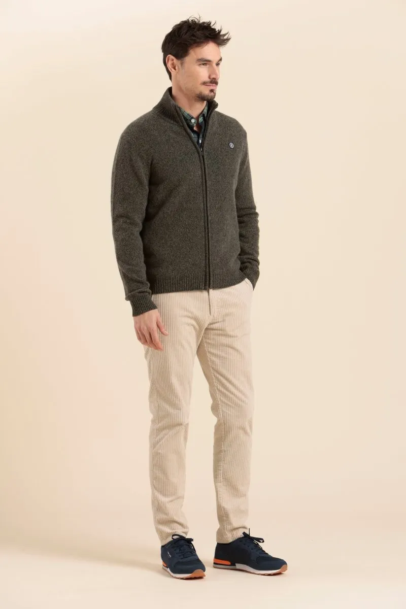 Cardigan zippé avec laine moulinée