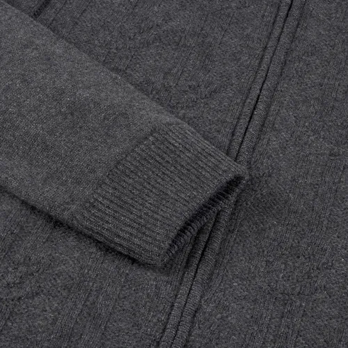 Cardigan zippé gris cendré, motif jacquard noeud marin