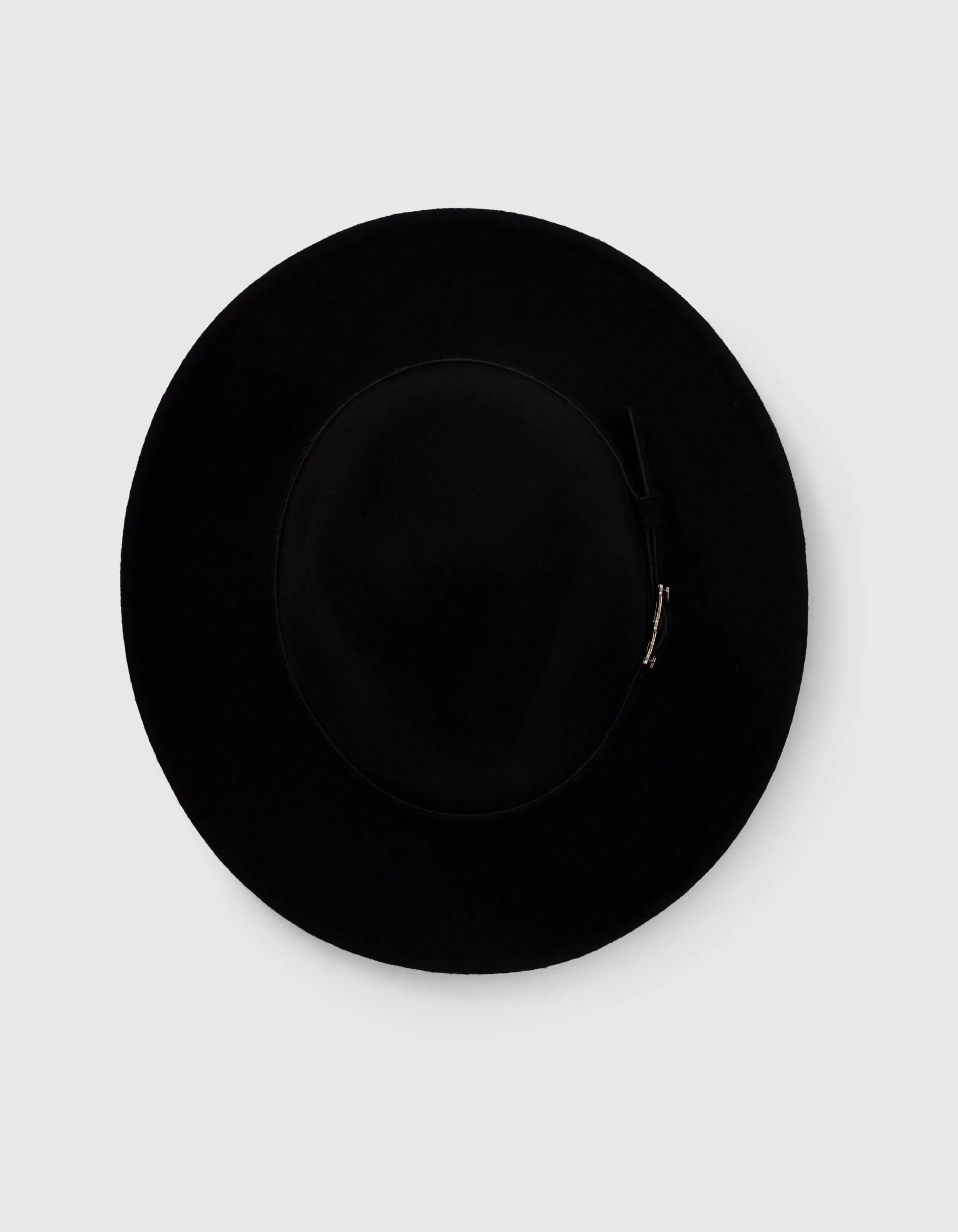 Chapeau noir en laine feutrée galon ceinturé Femme