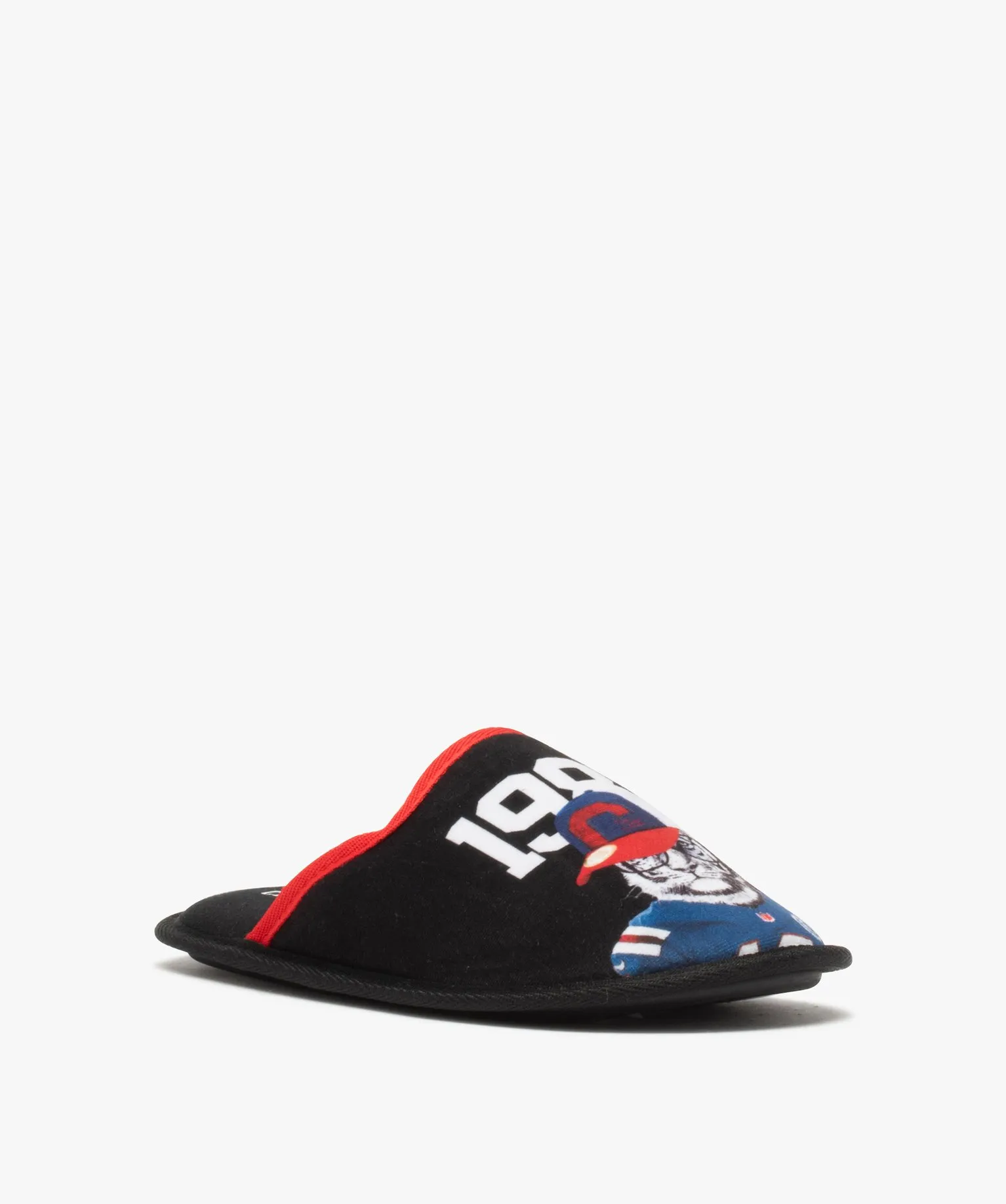 chaussons garcon mules en velours imprimees ¨C camps united bleu chaussons