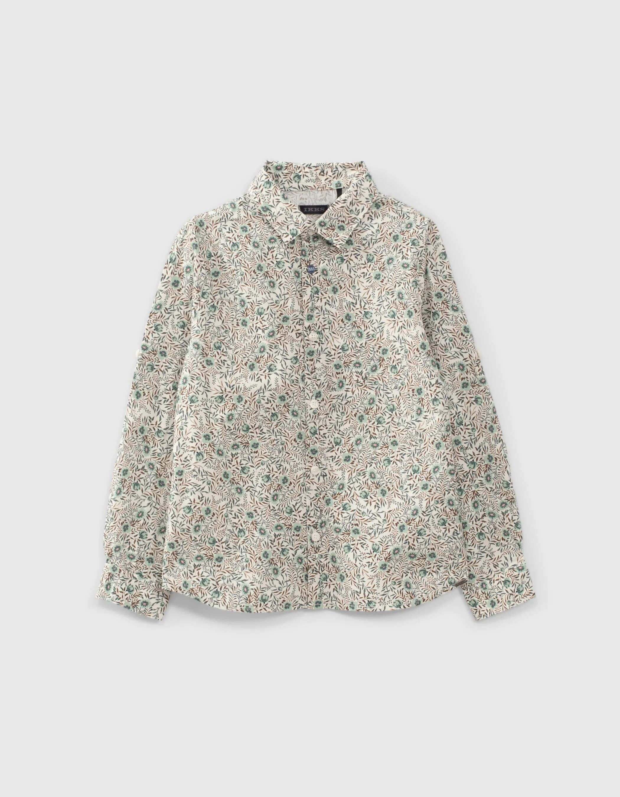 Chemise aqua imprimé fleurs garçon