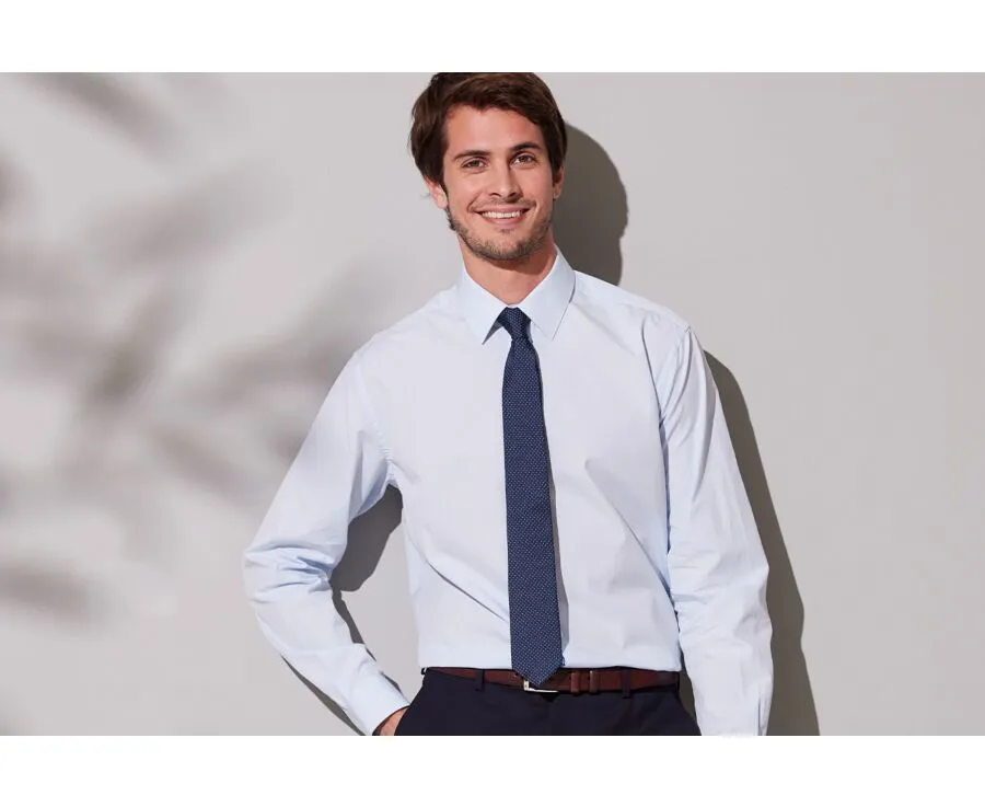 Chemise bleu pâle en coton double fil Albert Classic