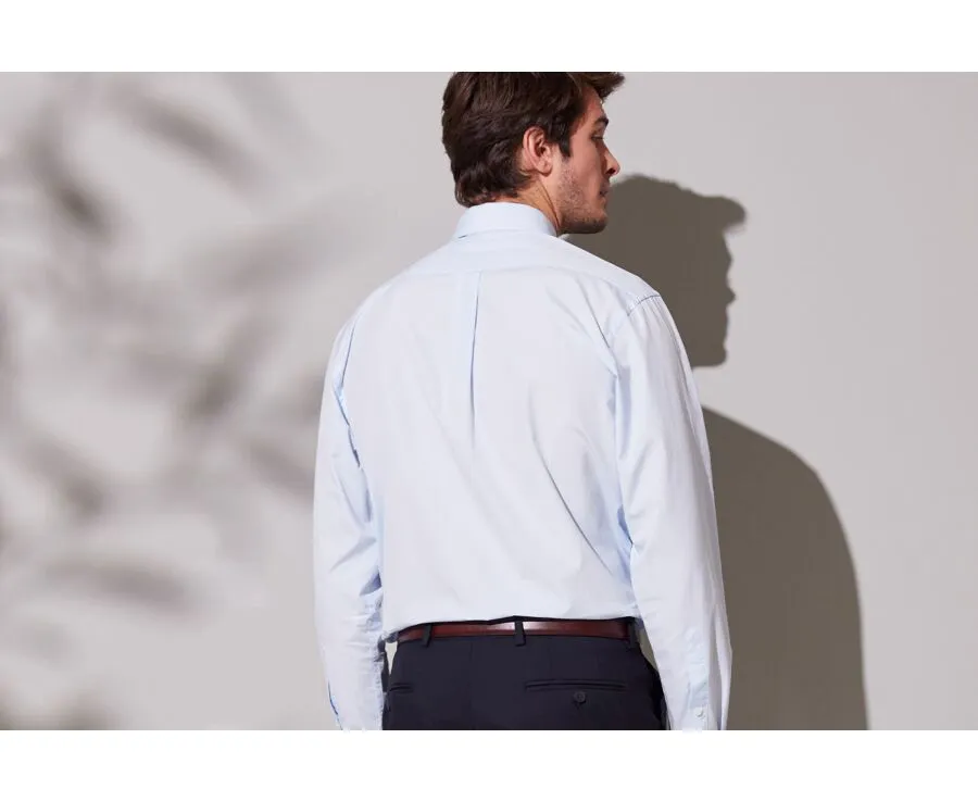 Chemise bleu pâle en coton double fil Albert Classic