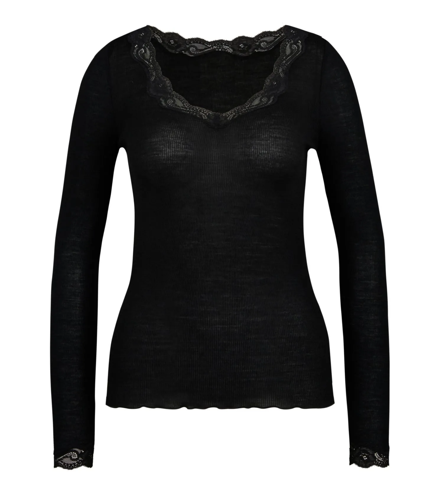 Chemise laine et soie Richesse Lace Noir - CALIDA | Lingerie Sipp