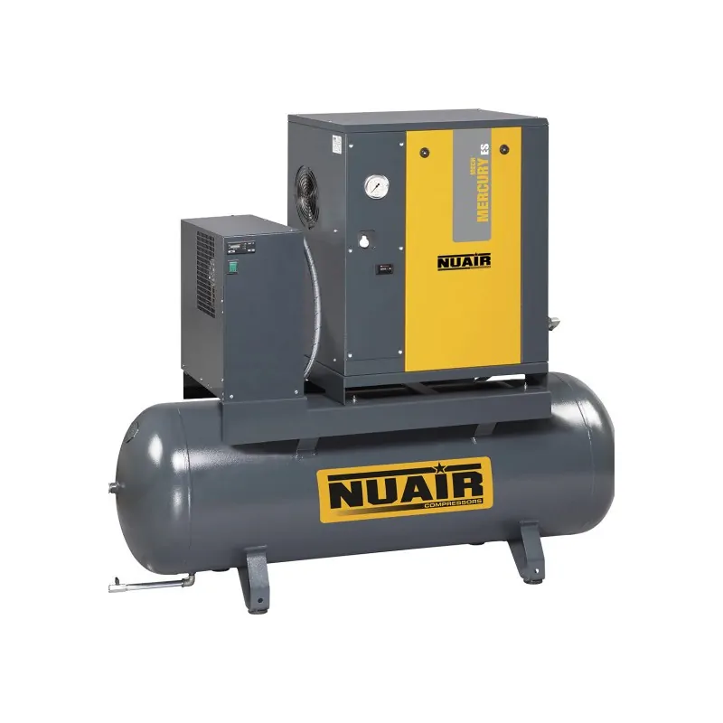Compresseur d'air à vis 3 CV, Réservoir 200 L, pression 8 bar, débit 20 m3/h, 400 V tri avec sécheur NUAIR 220309IE3NU