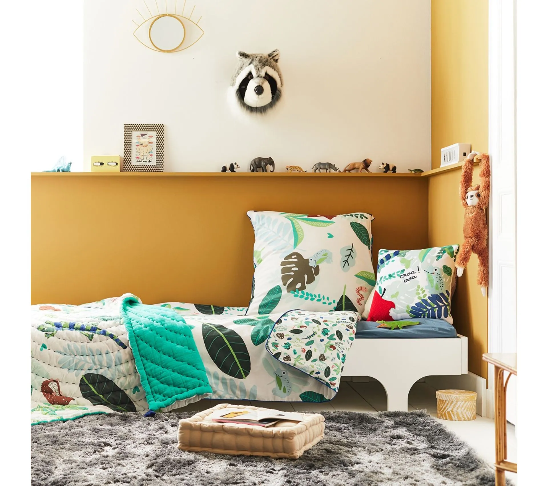 Coussin Décoratif Catimini Motif Forêt - 40x40 Cm - 100% Coton - Vert