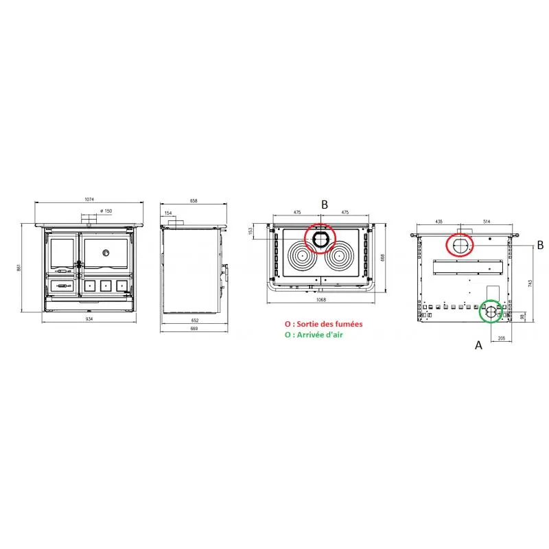 Cuisinière à bois raccordable - LA NORDICA Rosa XXL 5.0 Steel 11 kW