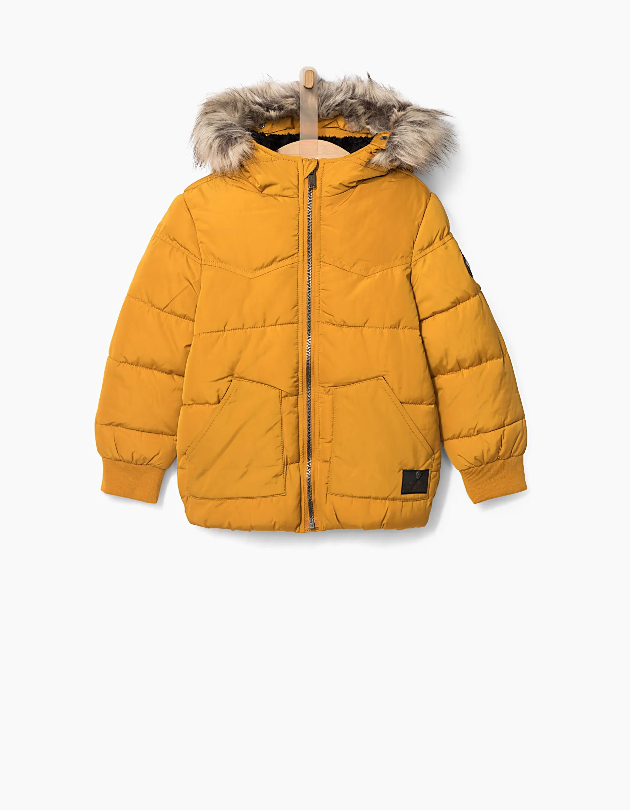 Doudoune jaune doublée sherpa garçon