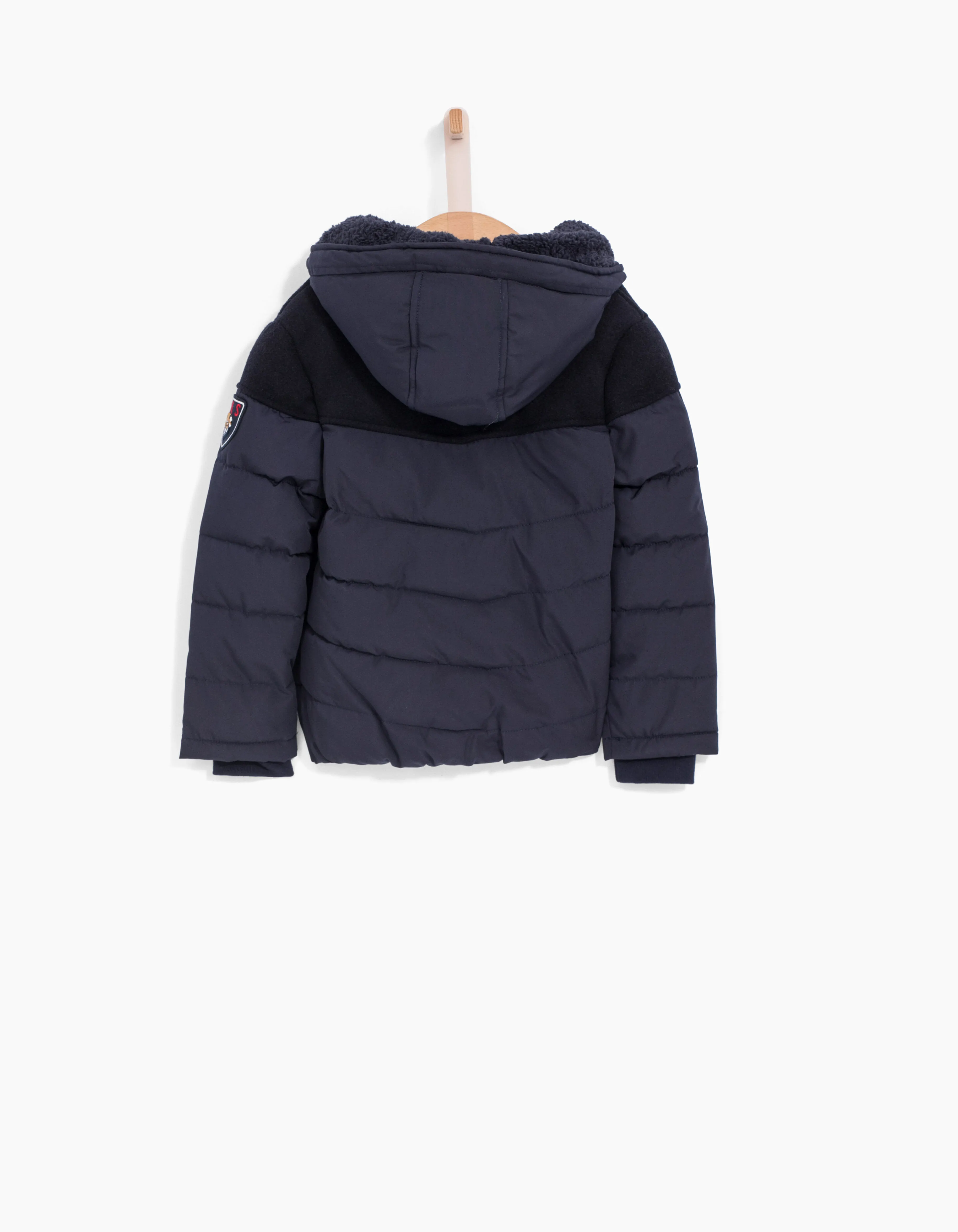 Doudoune marine bi-matière, doublure sherpa garçon
