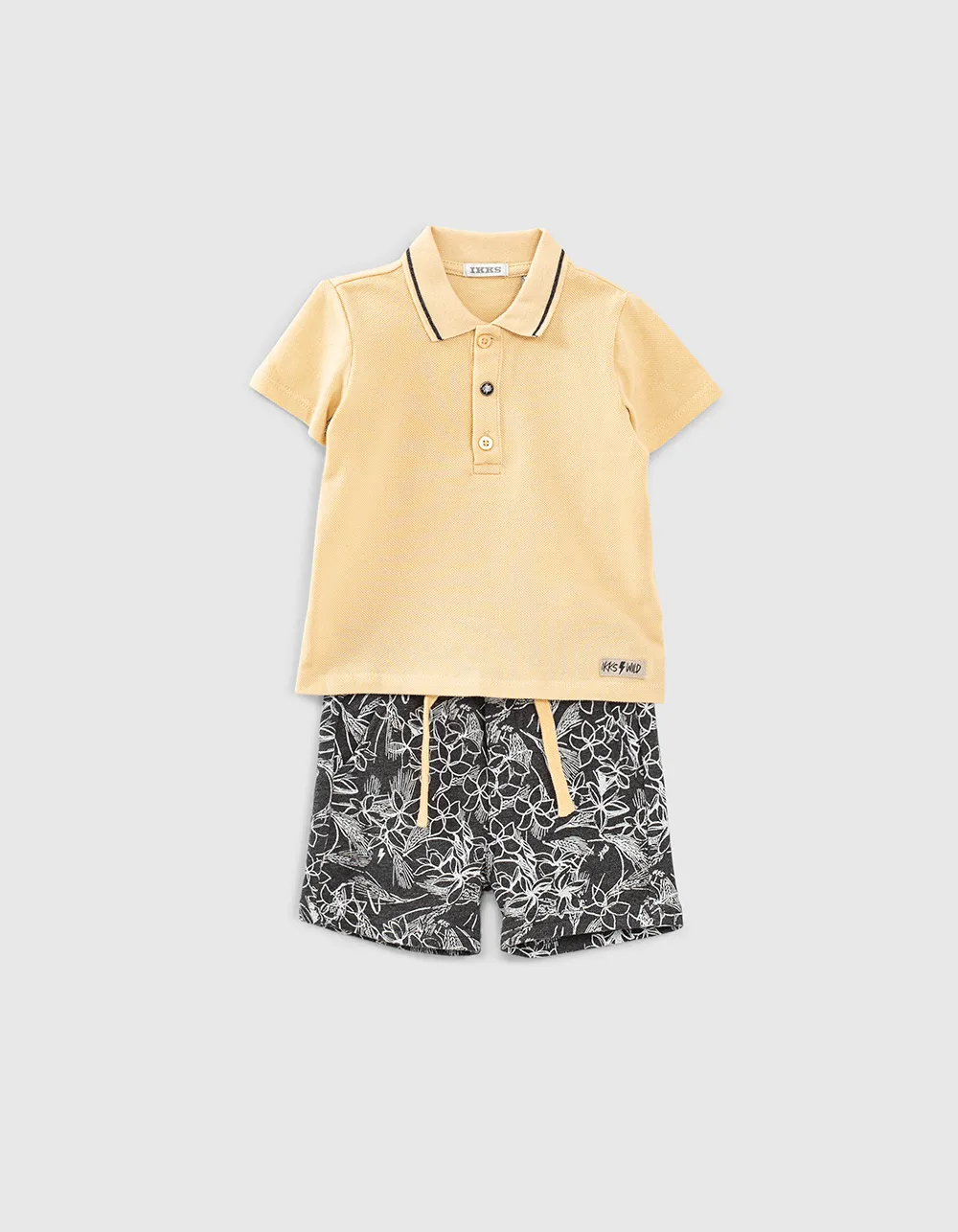 Ensemble polo beige et short molleton bio bébé garçon 