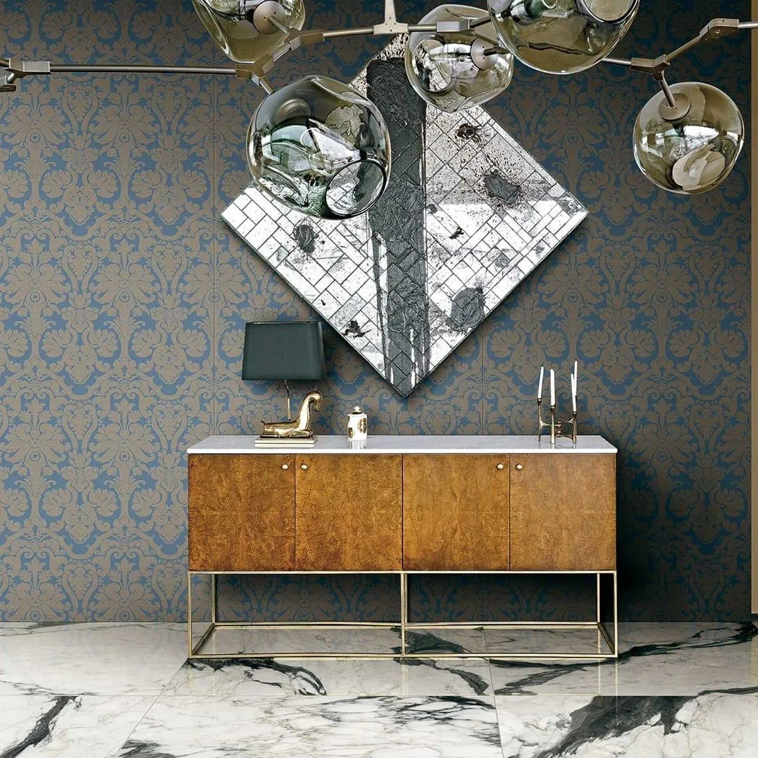 Florim I Filati di Rex Bestegui Blu di Prussia A 60x120 cm 767127 | Revêtement mural imitation tissu 
