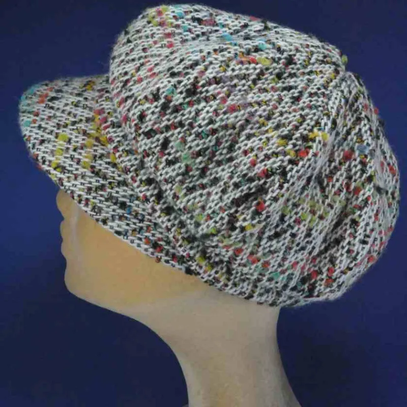 Gavroche en laine noire multicolore | Chapeau d'hiver pour femme