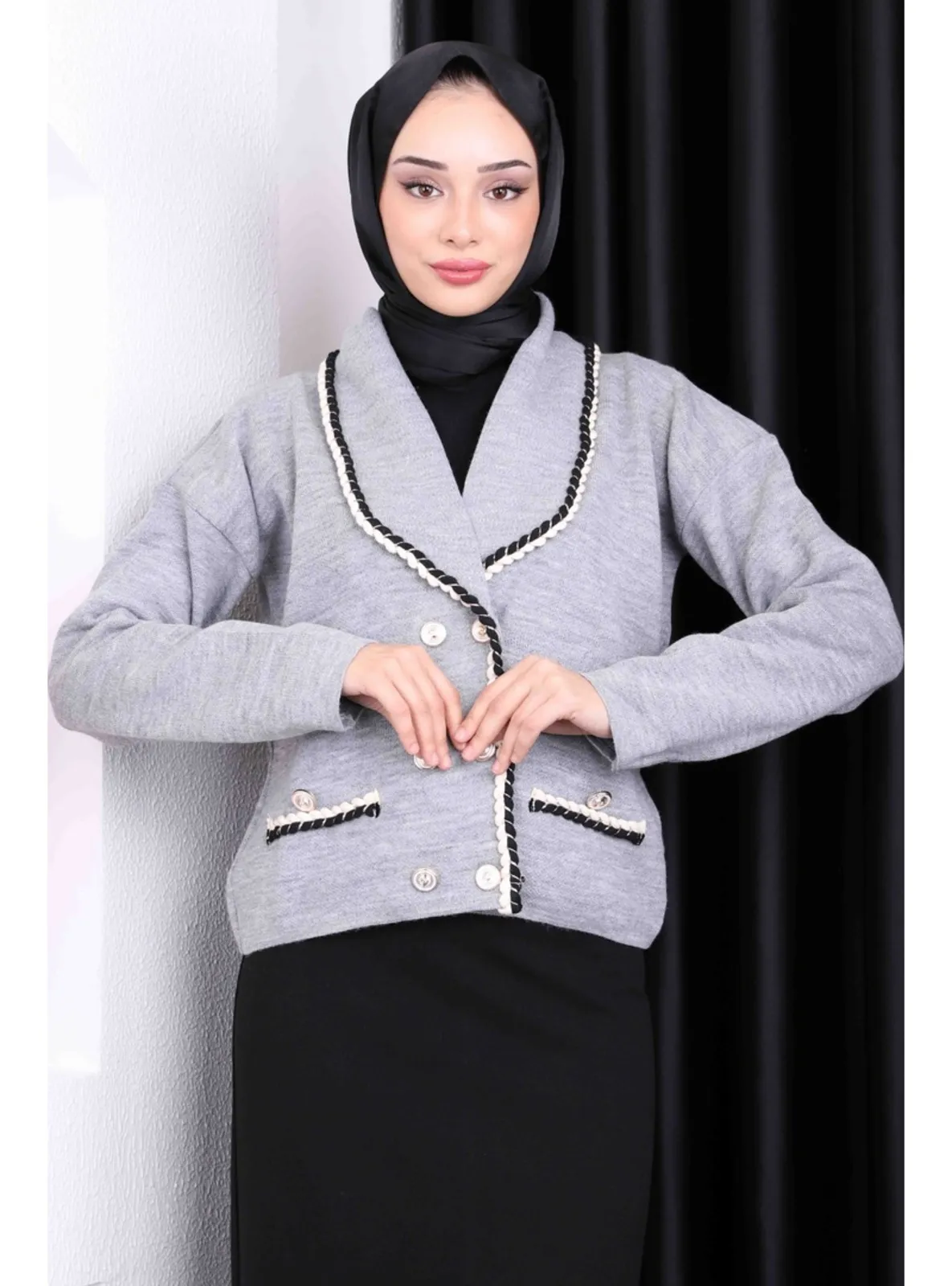 Grey - Knit Cardigan