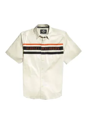 Harley Davidson Homme Chemise, H-D Script Stripe, Blanc 96451-15VM