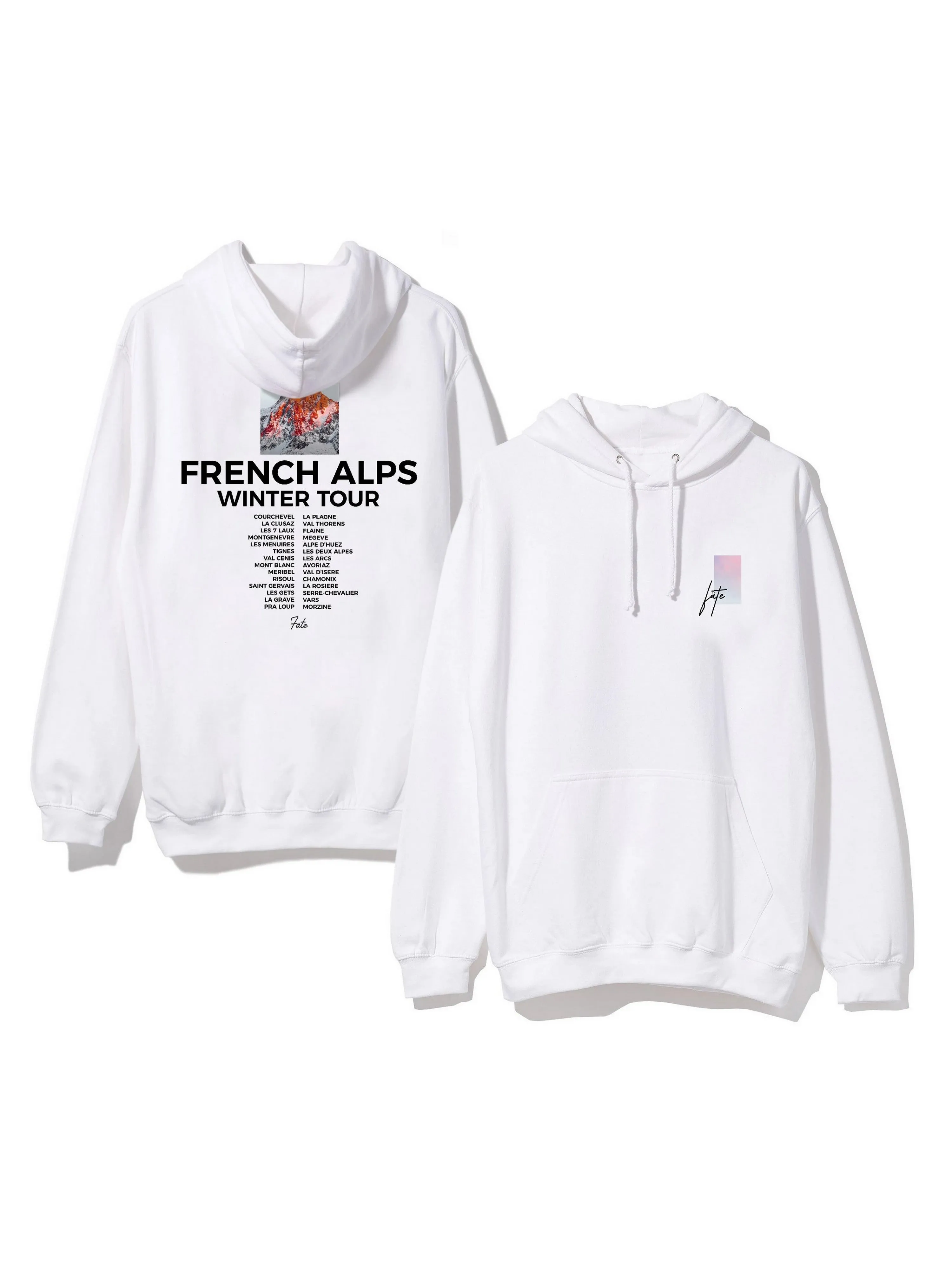 Hoodie French alps winter tour blanc