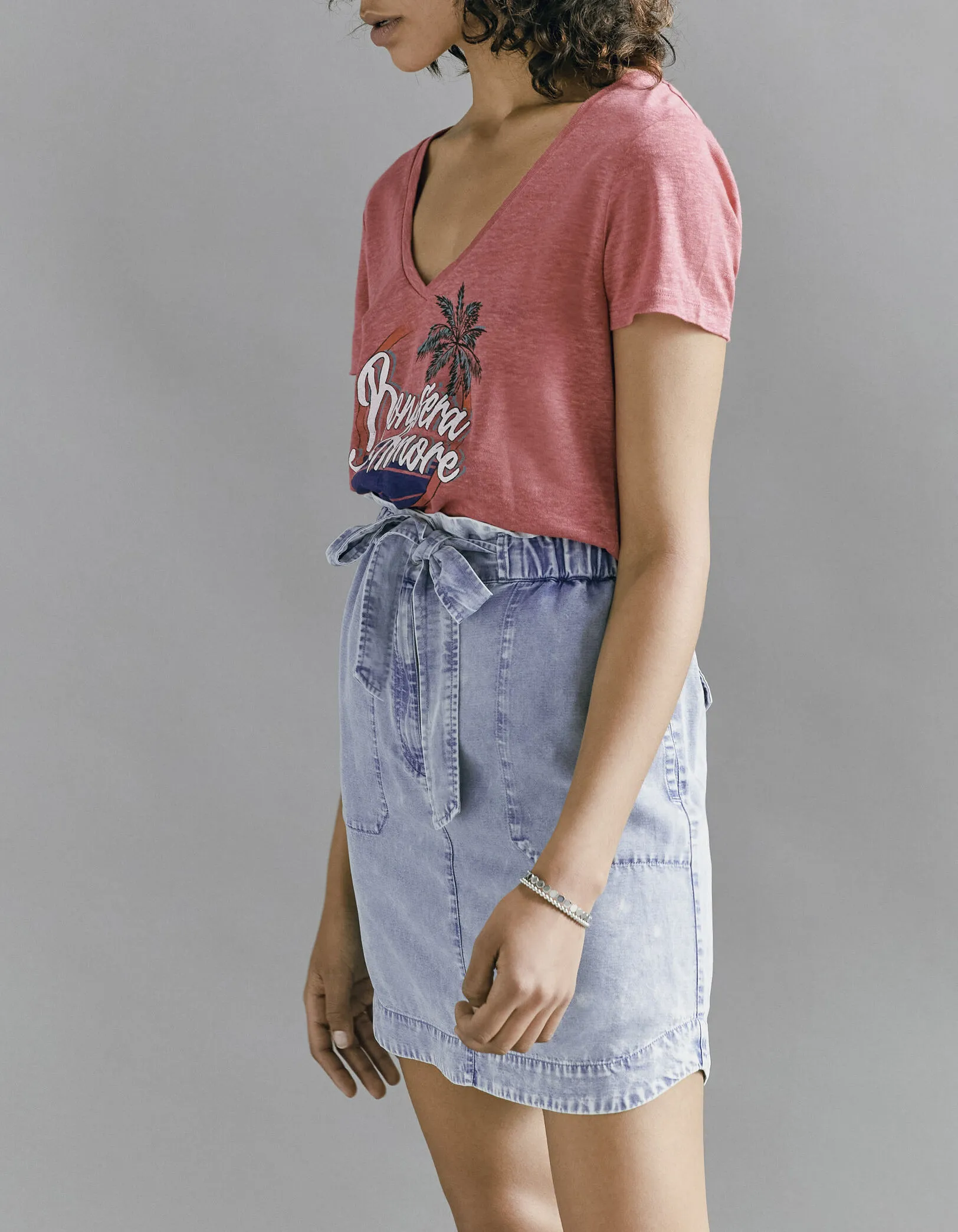 Jupe en tencel bleached ceinture amovible femme