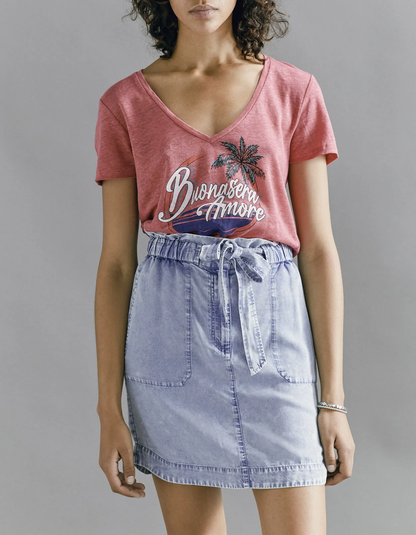 Jupe en tencel bleached ceinture amovible femme