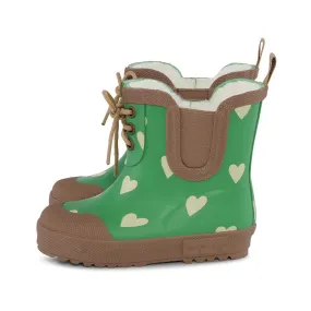 KONGES SLOJD - BOTTES EN CAOUTCHOUC FOURREES COEUR VERT - littlecasba.com