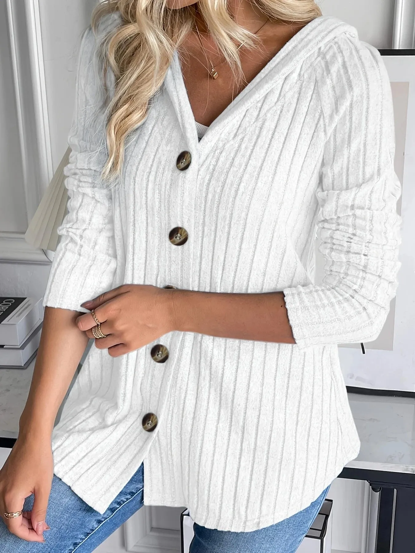 LONORE | Cardigan en Maille Ctelée avec Boutons