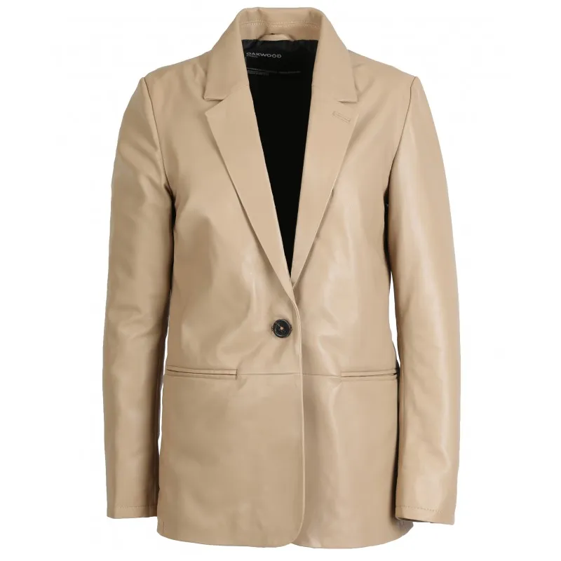 MEG (REF. 63964) BEIGE FONCE - BLAZER EN CUIR VERITABLE DE MOUTON